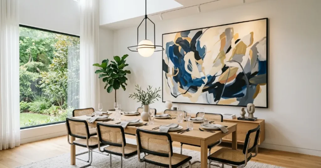 Art-Focused Dining Room Wall