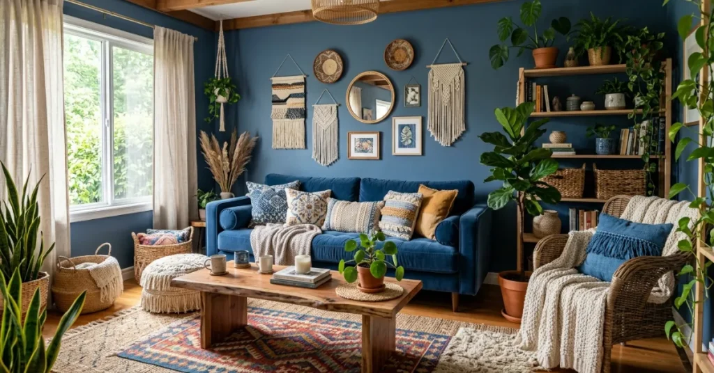 Blue Boho Living Room