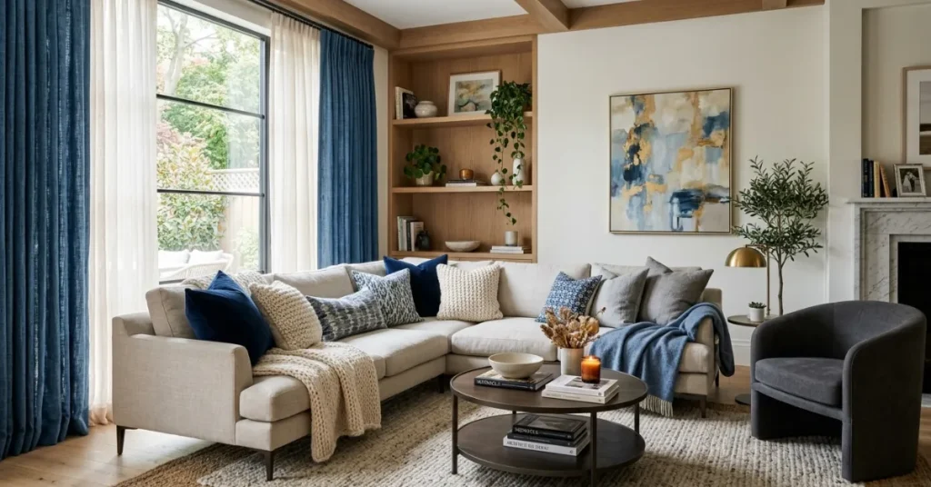 Blue Curtains and Textile Styling