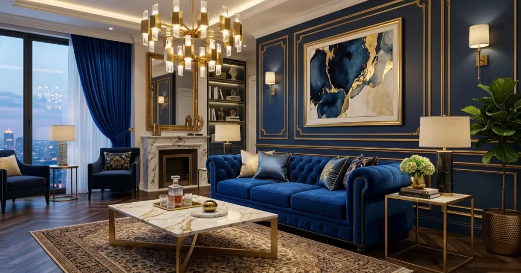 Blue Velvet Sofa Statement