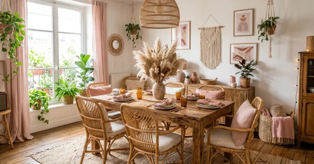 Boho Pink Dining Room Vibes