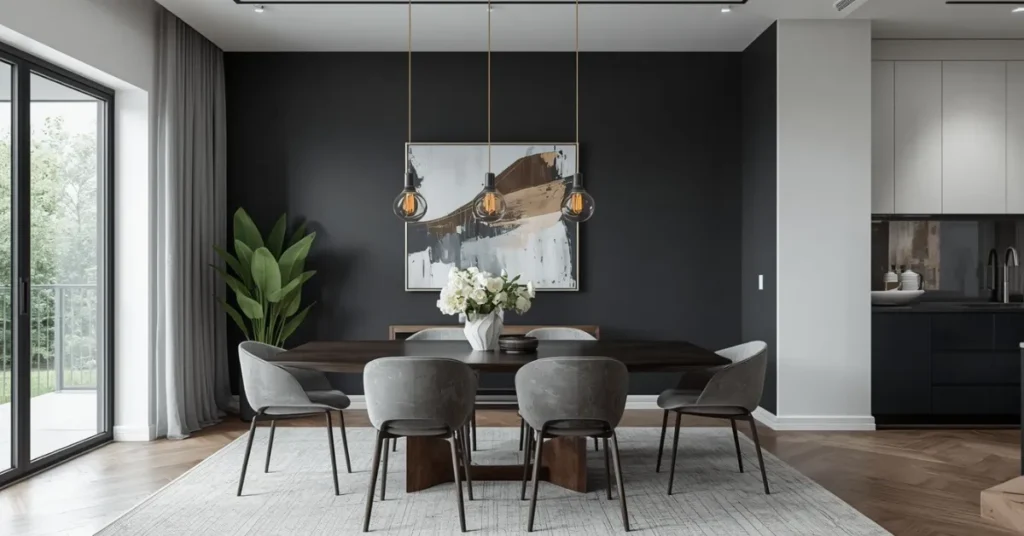 Bold Accent Wall Dining Space