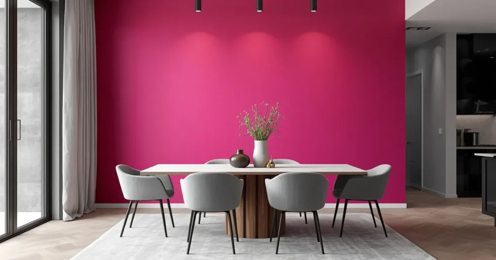  Bold Hot Pink Accent Wall Dining Room