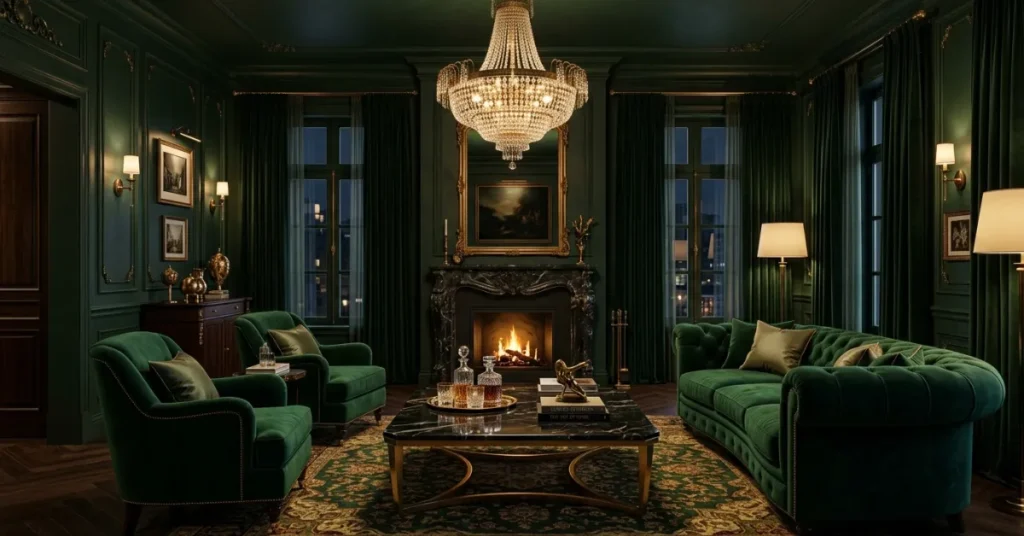 Dark Green Luxury Living Room