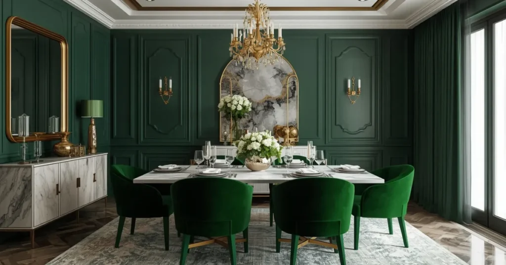 Emerald Green Luxury Dining Space