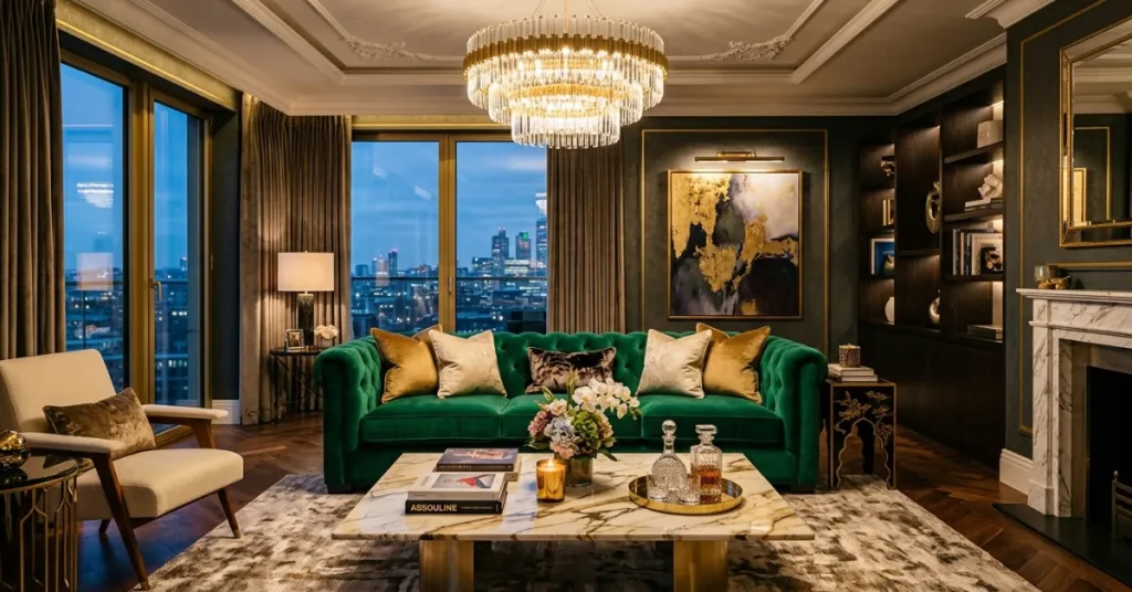 Emerald Green Velvet Sofa Statement