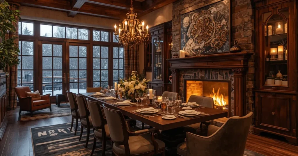Fireplace Dining Room Feature