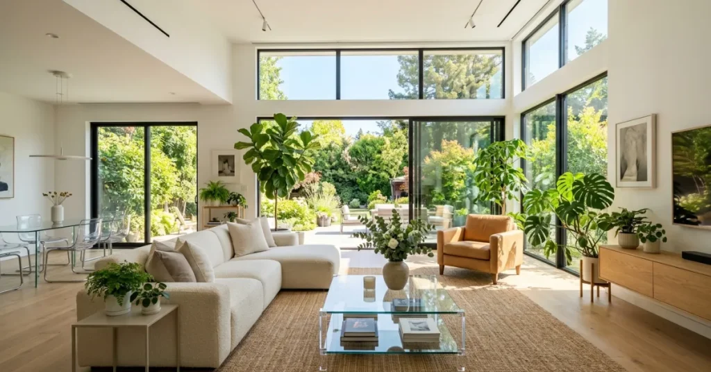 Glass and Natural Light Living Room