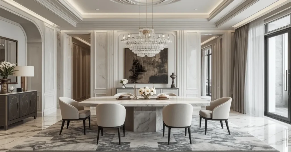 Grand Marble Dining Table Design