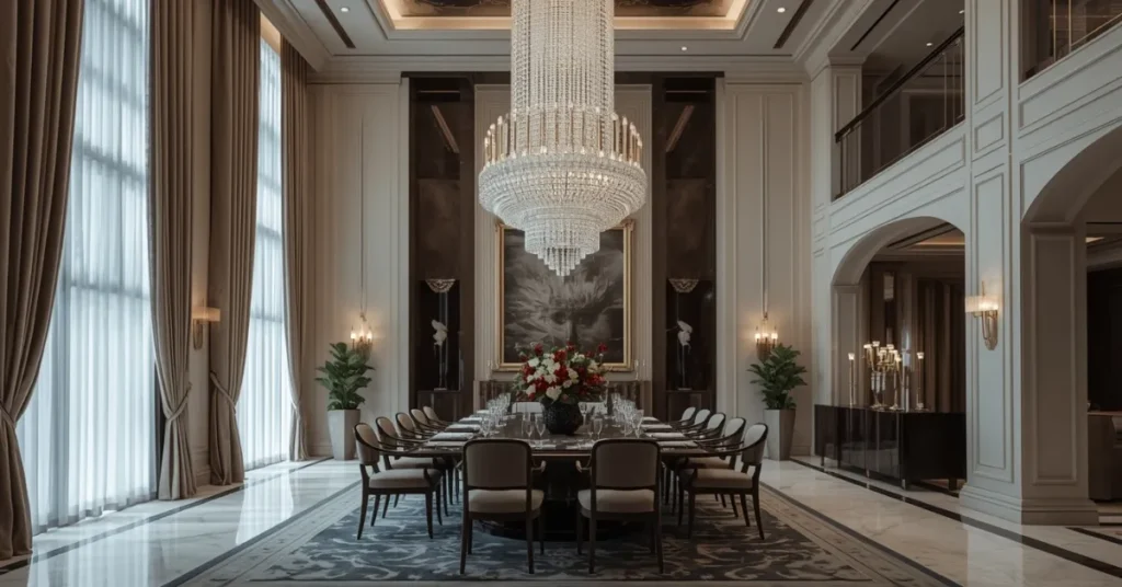 High Ceiling Dining Room Drama