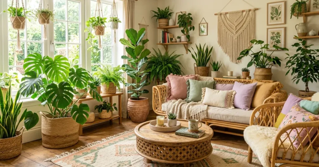 Indoor Jungle Pastel Boho Space