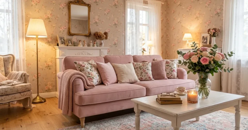 Luxury Pink Velvet Living Room