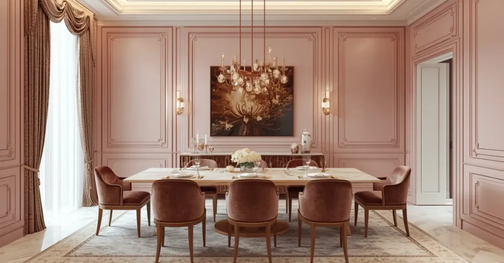  Luxury Rose Gold & Pink Dining Space