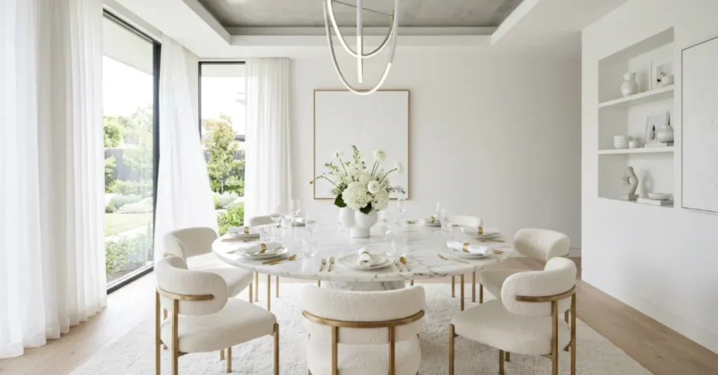 Minimal Luxe White Dining Room