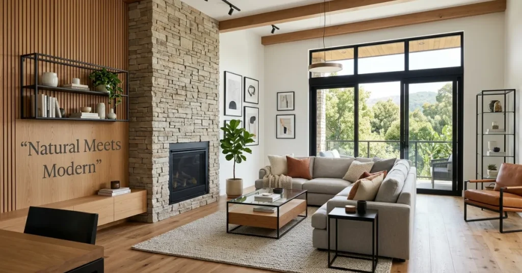 Mix Natural Materials with Modern Finishes