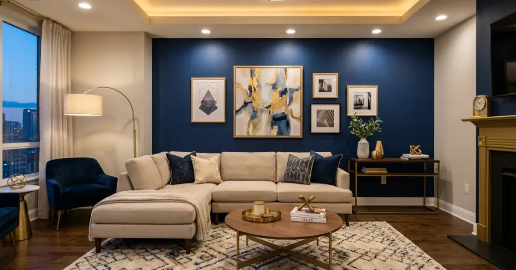 Navy Blue Accent Wall Design