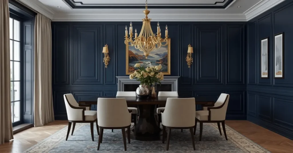  Navy Blue Sophisticated Dining Room