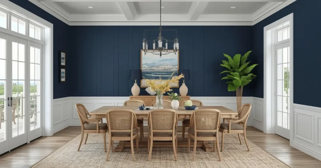 Navy Blue Statement Wall