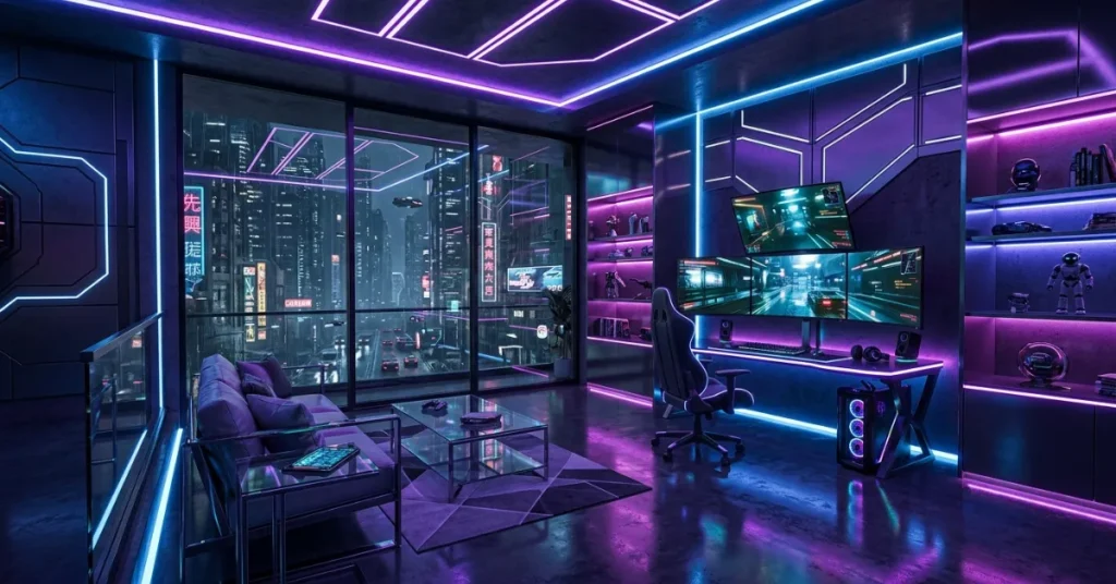 Neon & LED Futuristic Living Rooms