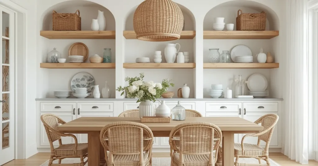 Open Shelving with Coastal Decor