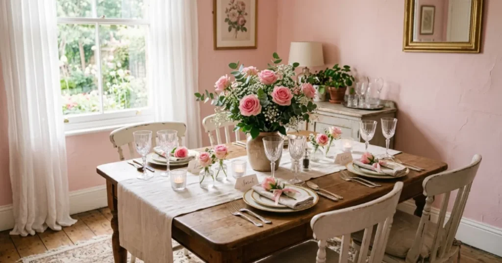  Pink Floral Dining Setup