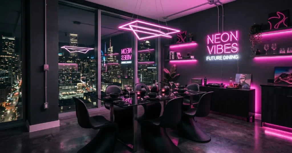  Pink Neon Modern Dining Space