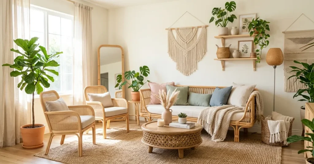  Rattan Furniture with Soft Pastels