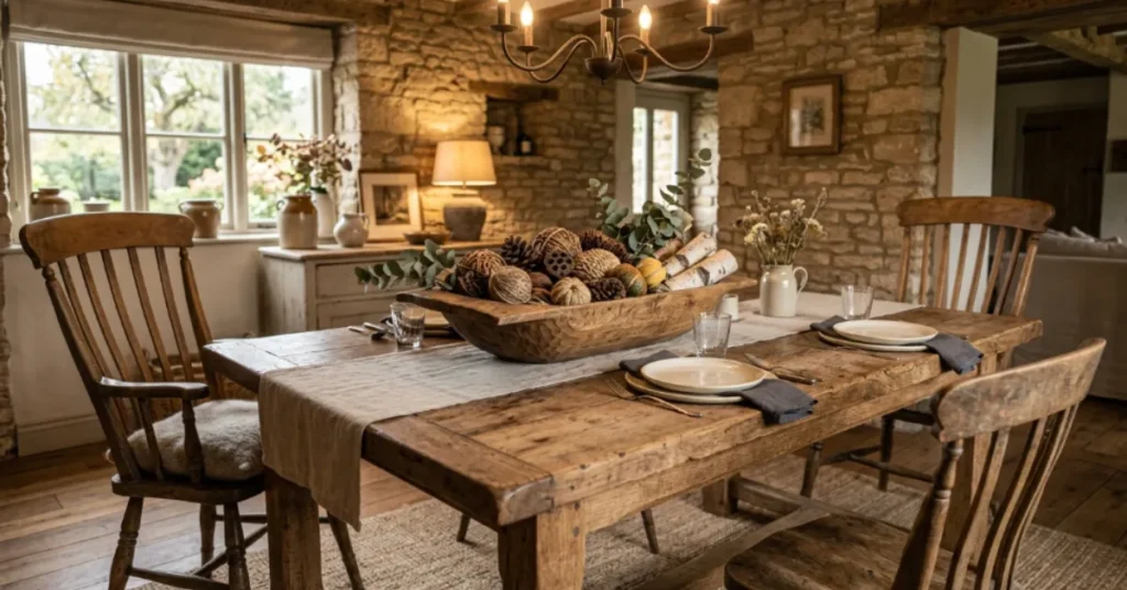  Rustic Wooden Bowl Centerpiece
