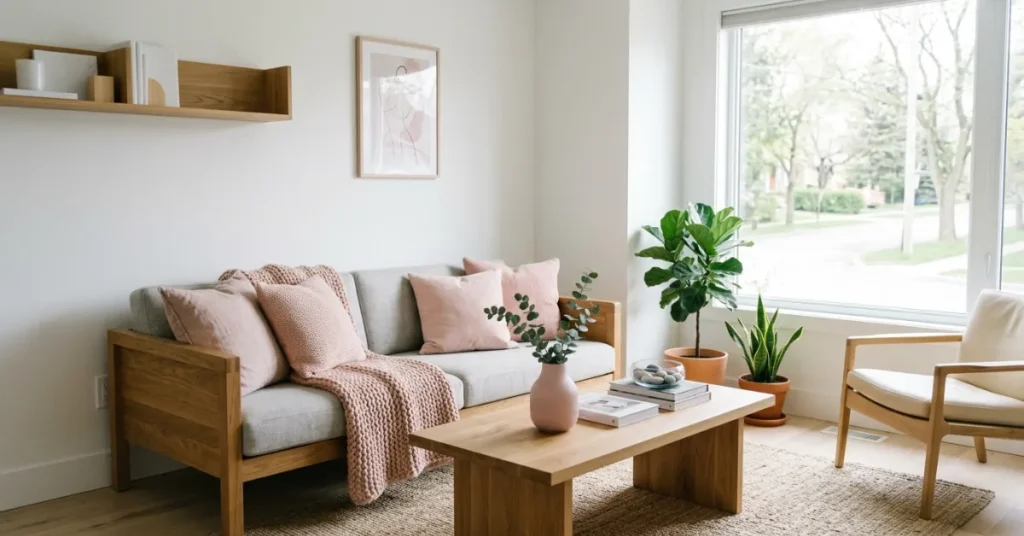 Scandinavian Pink Living Room Style