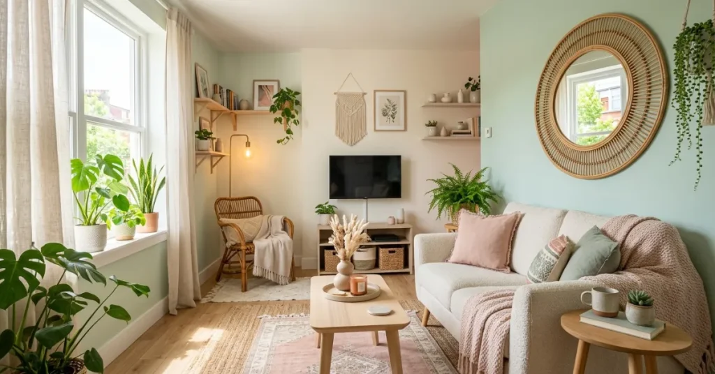 Small Apartment Pastel Boho Setup