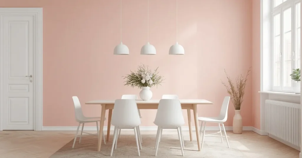 Soft Blush Pink Minimal Dining Room