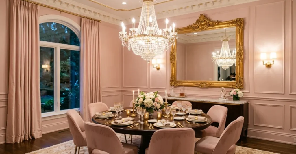 Soft Glam Mirror Dining Room