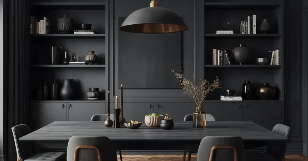 Style Open Shelving with Dark Decor