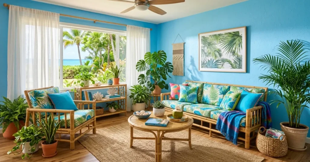Tropical Blue Living Room Theme