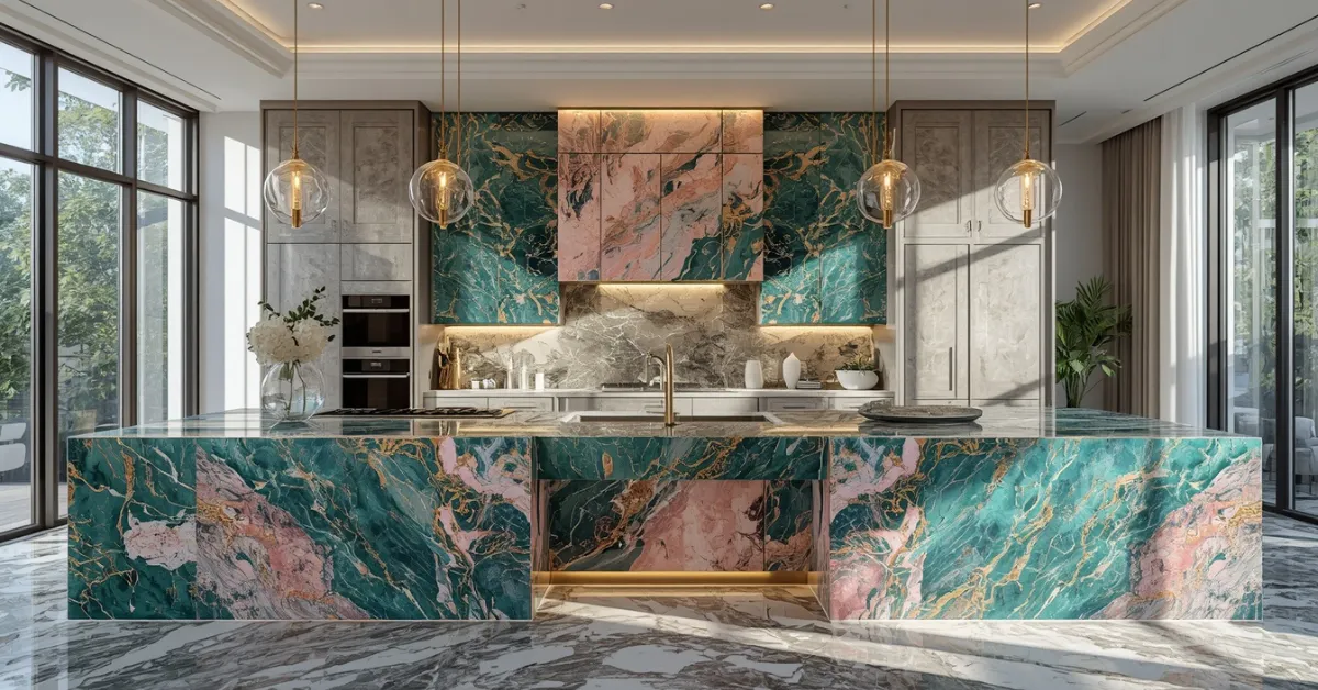 22 Colorful Marble Kitchens That Feel Ultra Luxurious