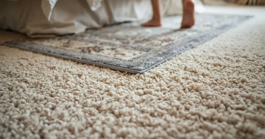 A Soft, High-Pile Carpet or Layered Rugs