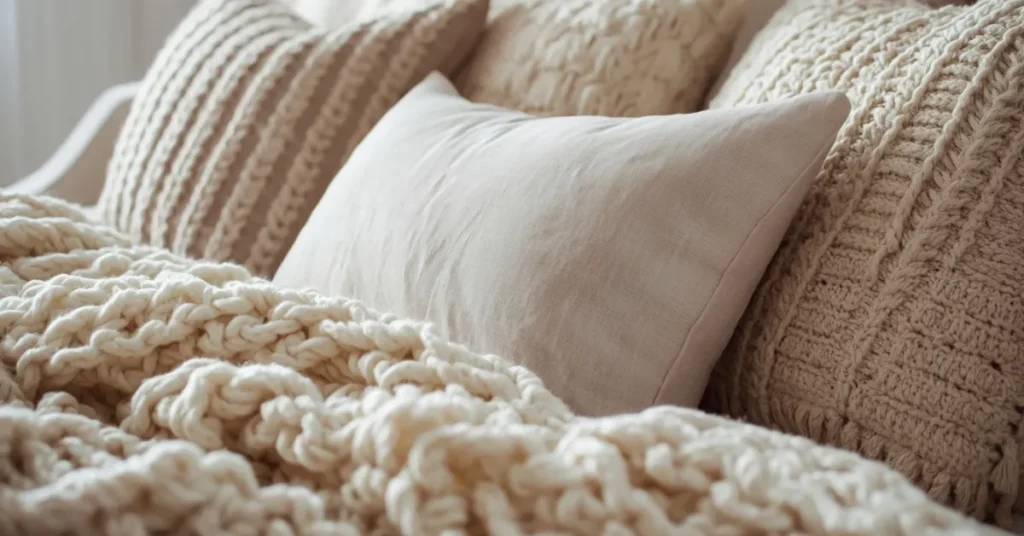 Add Textured Throw Pillows and Blankets