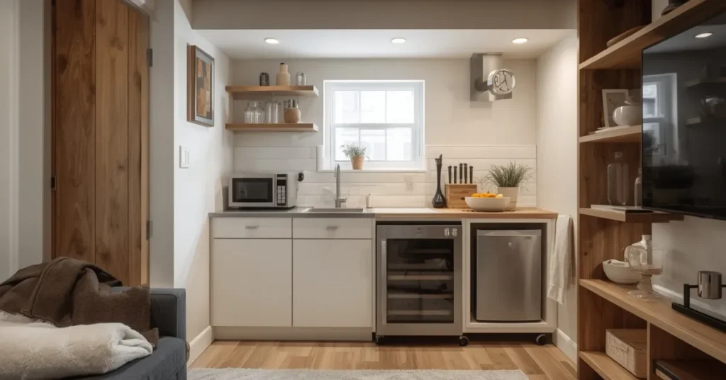  Basement Kitchenette with Island Cart