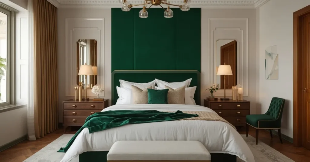 Bedroom with Emerald Green Accent