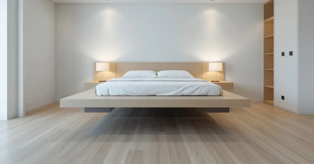 Bedroom with Floating Bed Frame