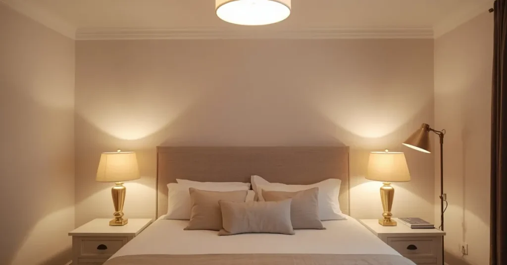 Bedroom With Layered Lighting