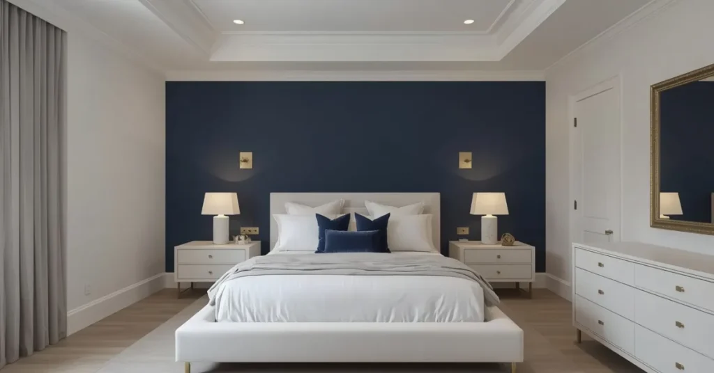 Bedroom with Navy Blue Walls