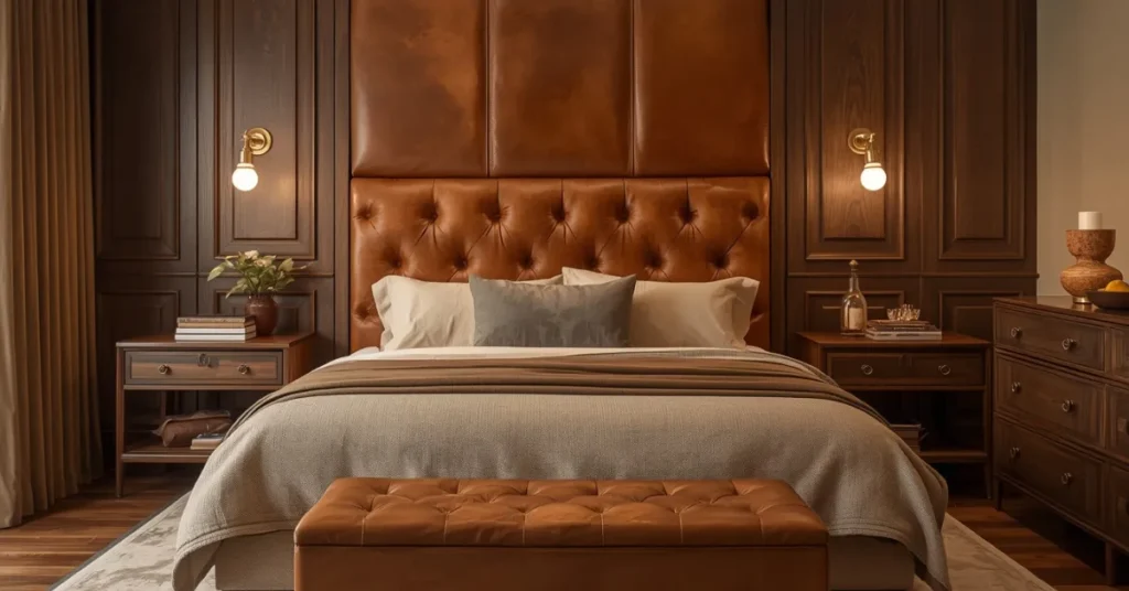  Bedroom with Warm Leather and Wood