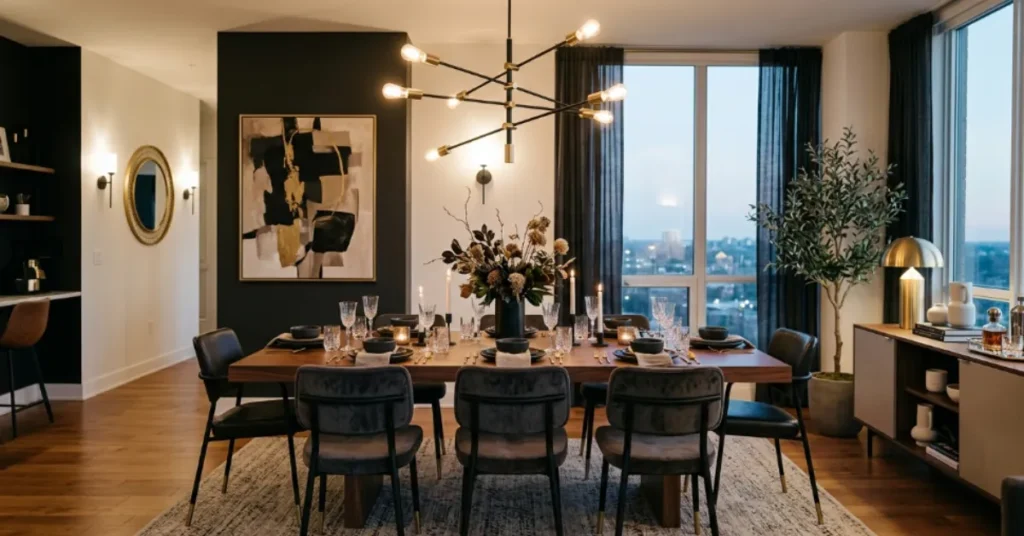 Black and Gold Mixed Metal Chandelier