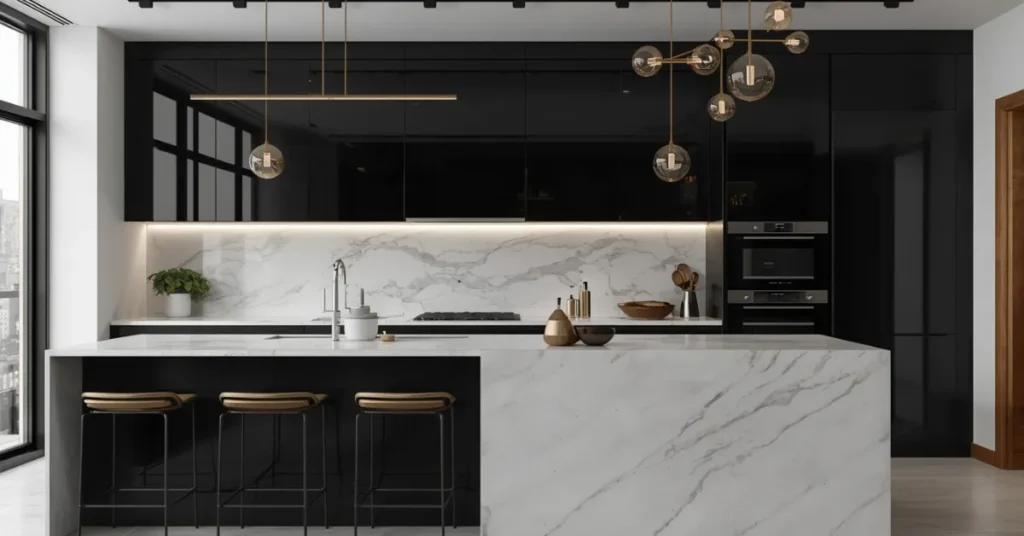 Black and White Contrast Kitchen