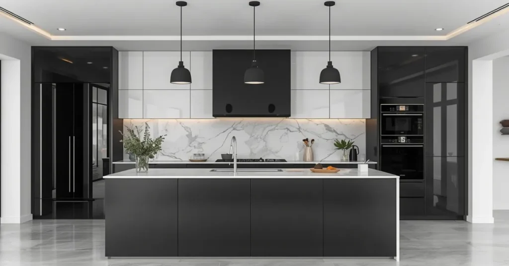  Black and White – Bold Modern Two Tone Kitchen Cabinets