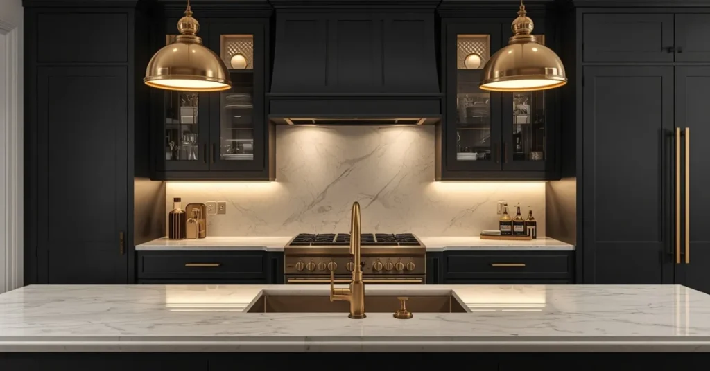 Black Cabinets and Brass Fixtures
