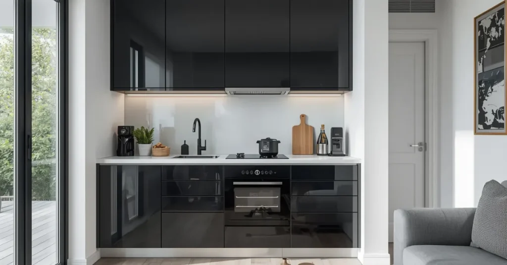 Black Cabinets in a Small Kitchen
