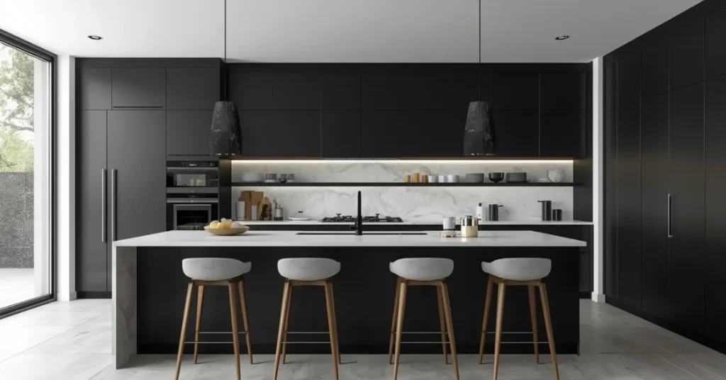 Black Kitchen Island for Bold and Modern Impact