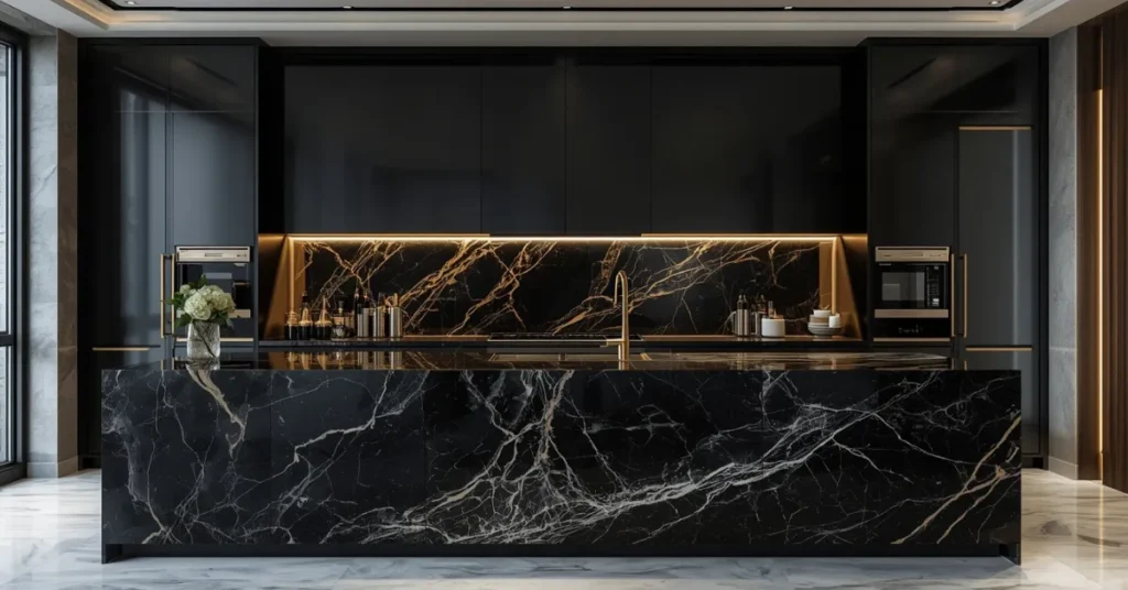 Black Marble Statement Kitchen